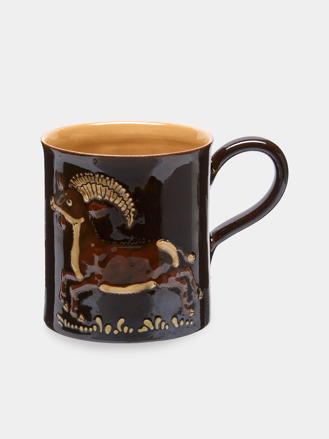 Poterie d’Évires - Animals Hand-Painted Ceramic Mugs (Set of 6) - Dark brown - ABASK