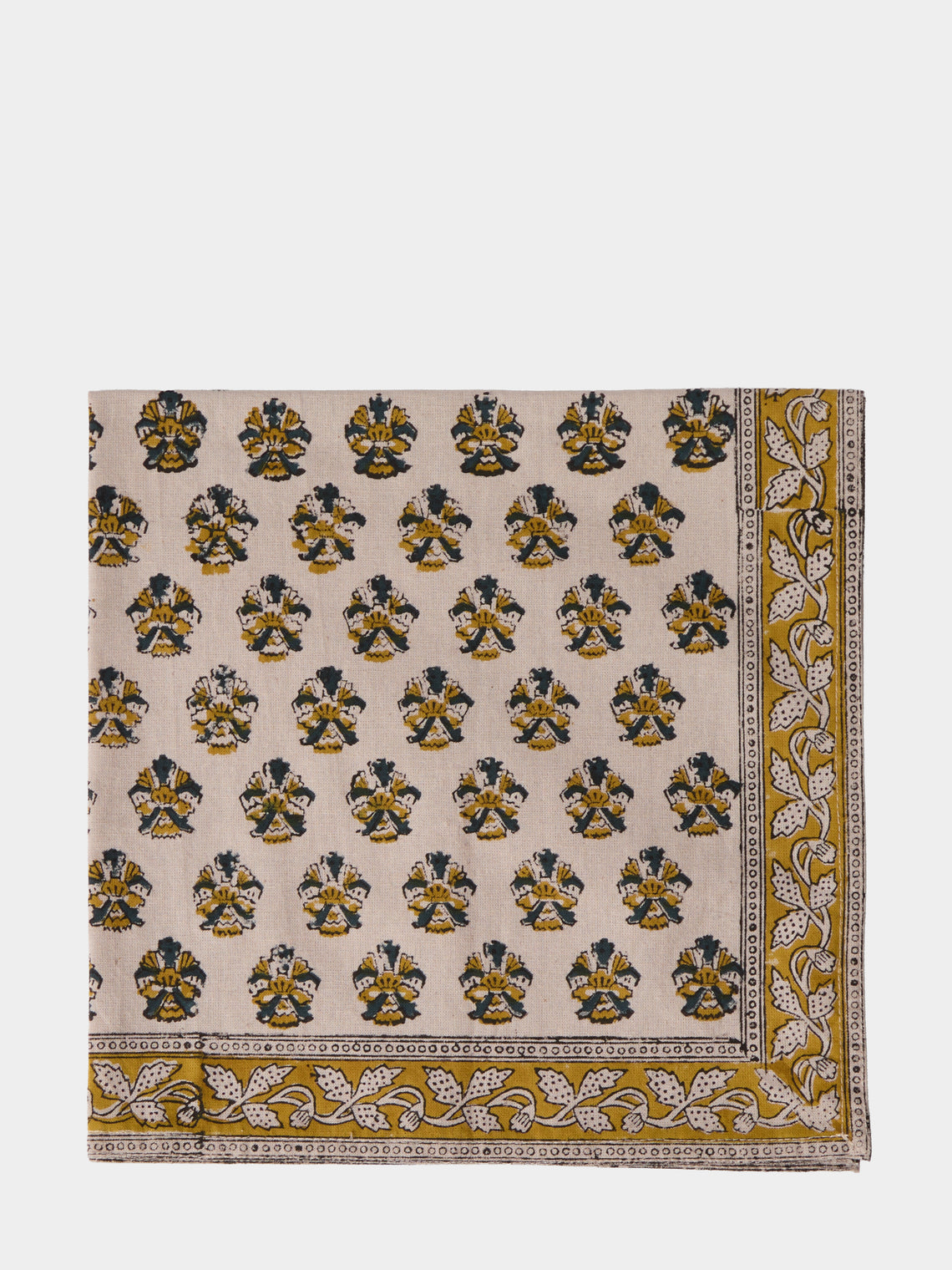 Chamois - Samode Block-Printed Cotton Napkins (Set of 8) - Yellow - ABASK