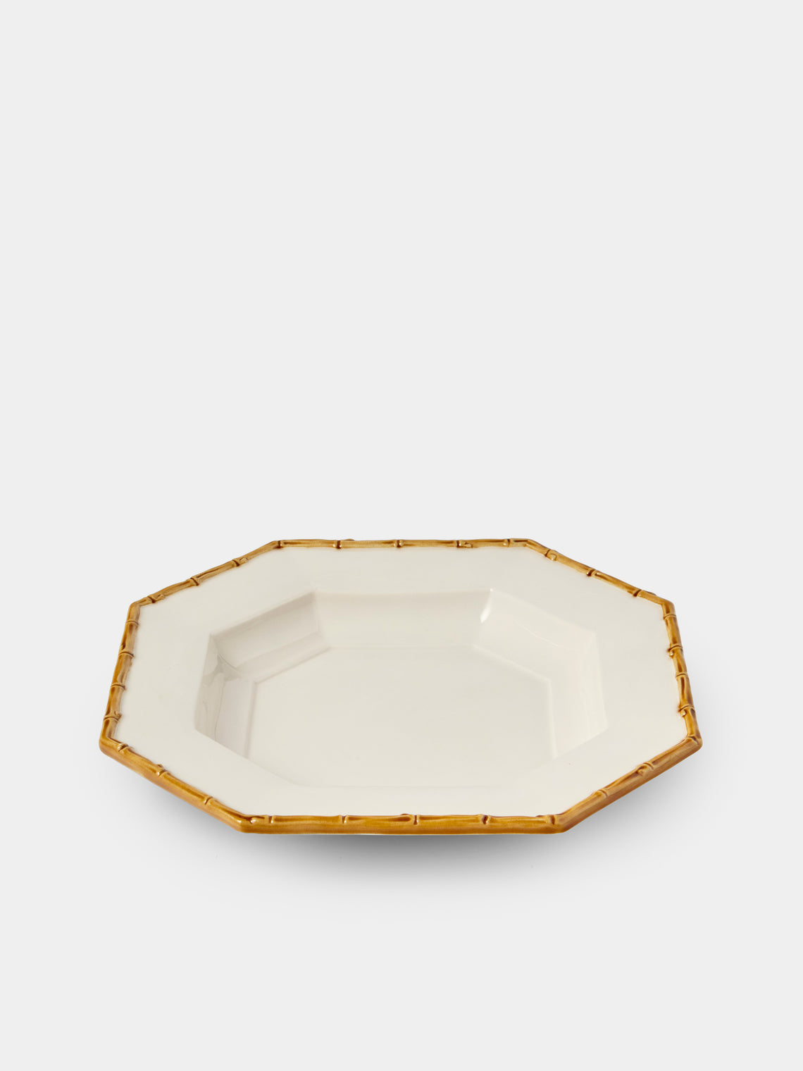 Verdolini - Bamboo Hand-Painted Ceramic Soup Plate (9.5in/24cm) - White - ABASK