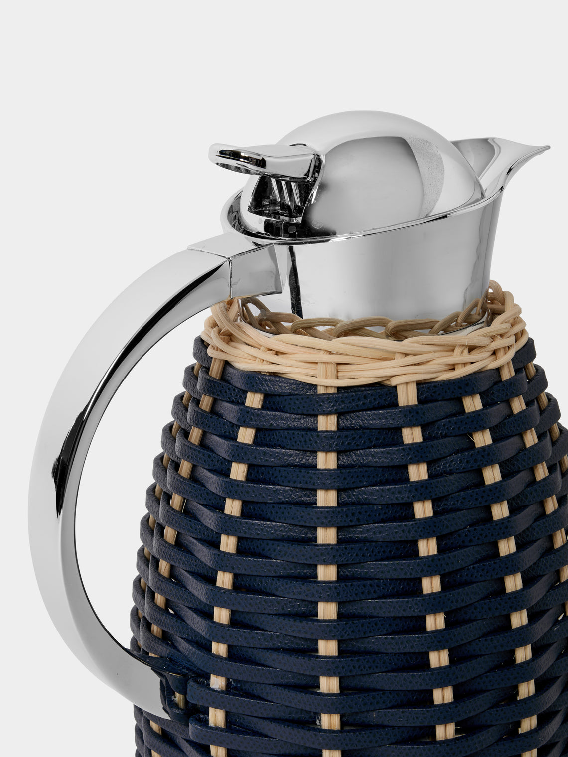 Pigment France - Chantilly Leather and Rattan Carafe (42oz/1.2L) - Blue - ABASK