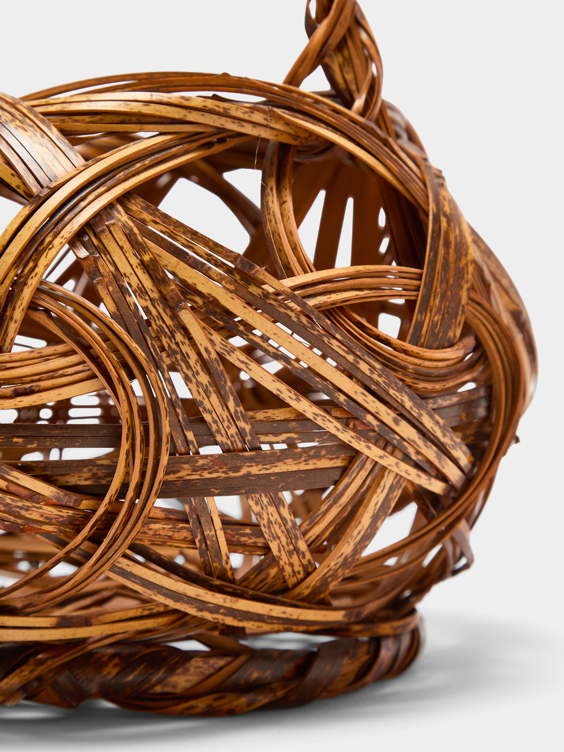 Antique and Vintage - Mid-Century Japanese Bamboo Ikebana Basket - Brown - ABASK