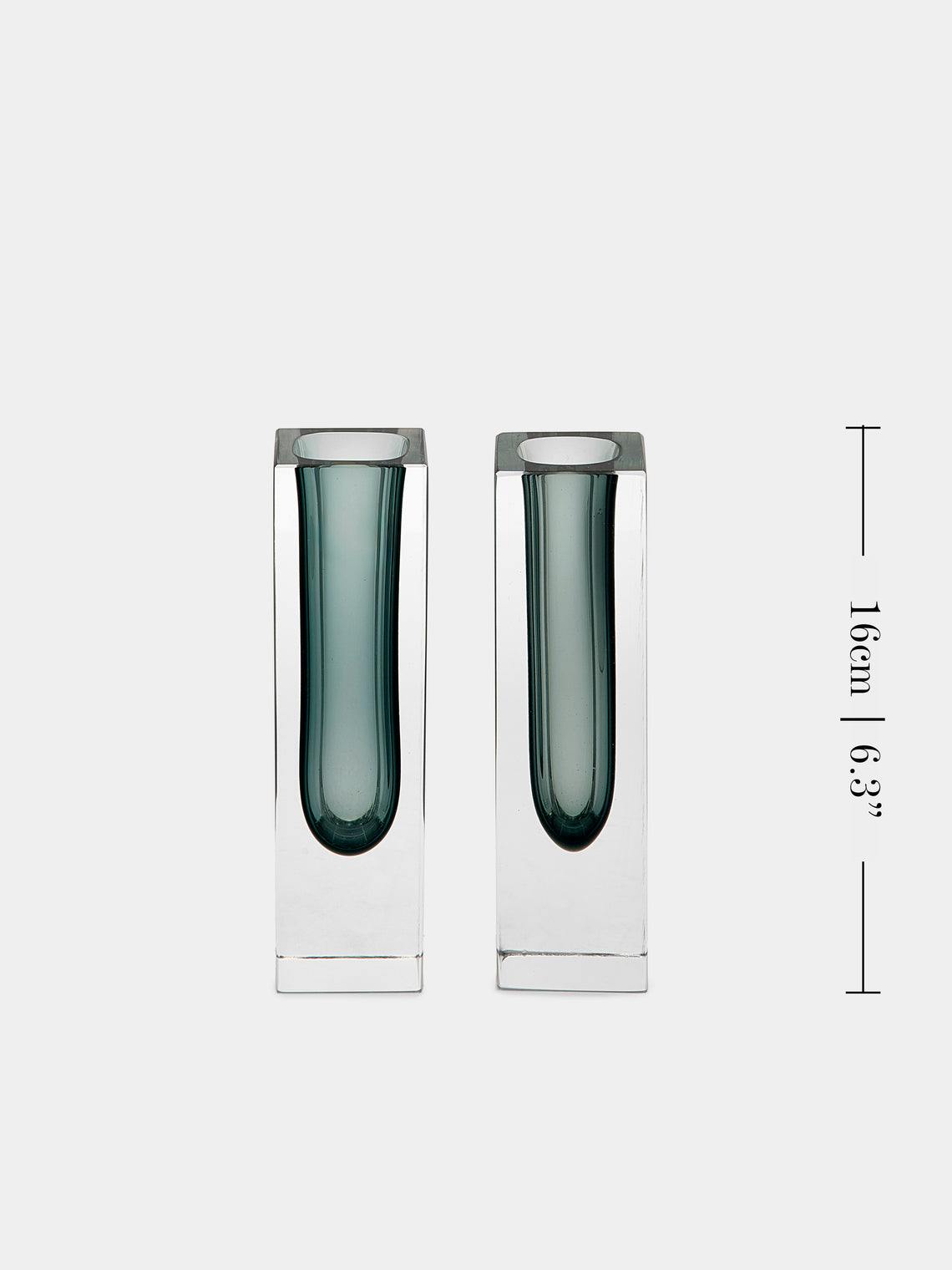 Antique and Vintage - 1970s Sommerso Murano Glass Bud Vases – 6.5in/16cm (Set of 2) - Gray - ABASK