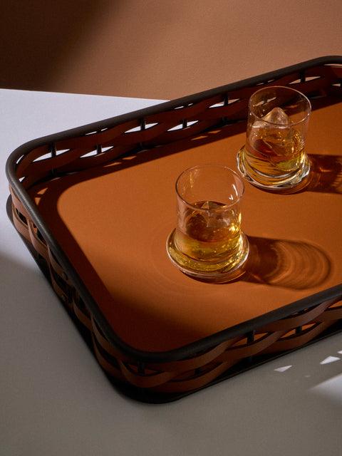RUDI - Nassa Leather Tray (18.5in/47.5cm) - Tan - ABASK
