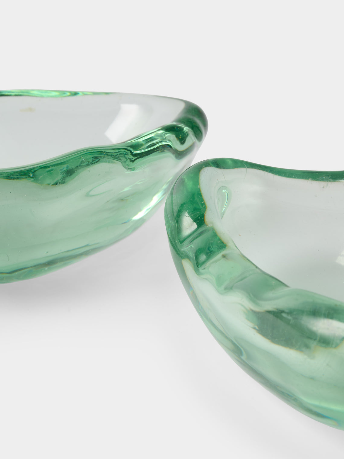 Antique and Vintage - 1945 Flavio Poli for Seguso Vetri d'Arte Glass Shell Dish - Green - ABASK