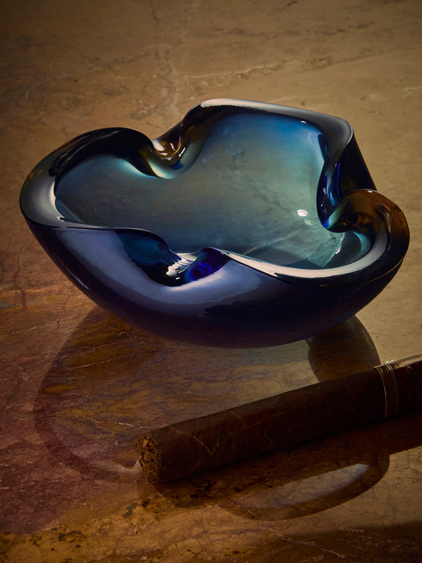 Antique and Vintage - Mid-Century Murano Glass Ashtray - Blue - ABASK