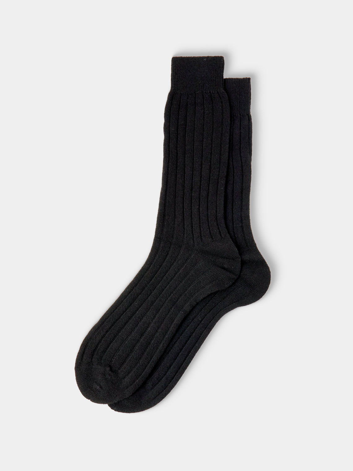 Maria La Rosa - Men's Ribbed Wool-Blend Socks | One Size - Black - ABASK - 