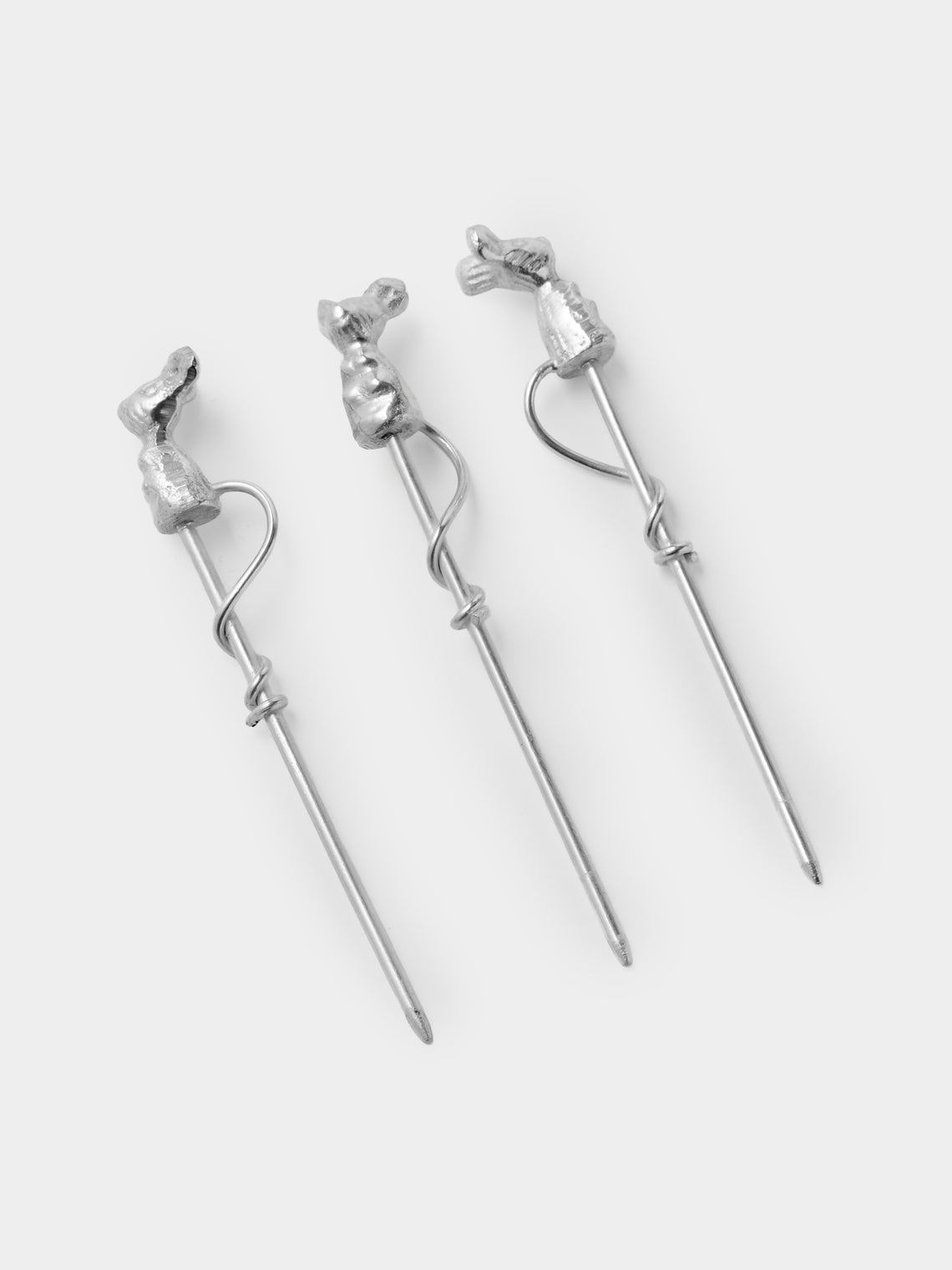 Antique and Vintage - 1970s Silver-Plated Cheese Appetizer Picks (Set of 6) - Silver - ABASK