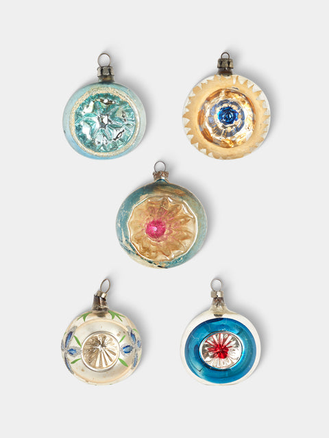 Antique and Vintage - Early-20th-Century Reflective Glass Baubles (Set of 5) - Multiple - ABASK - 