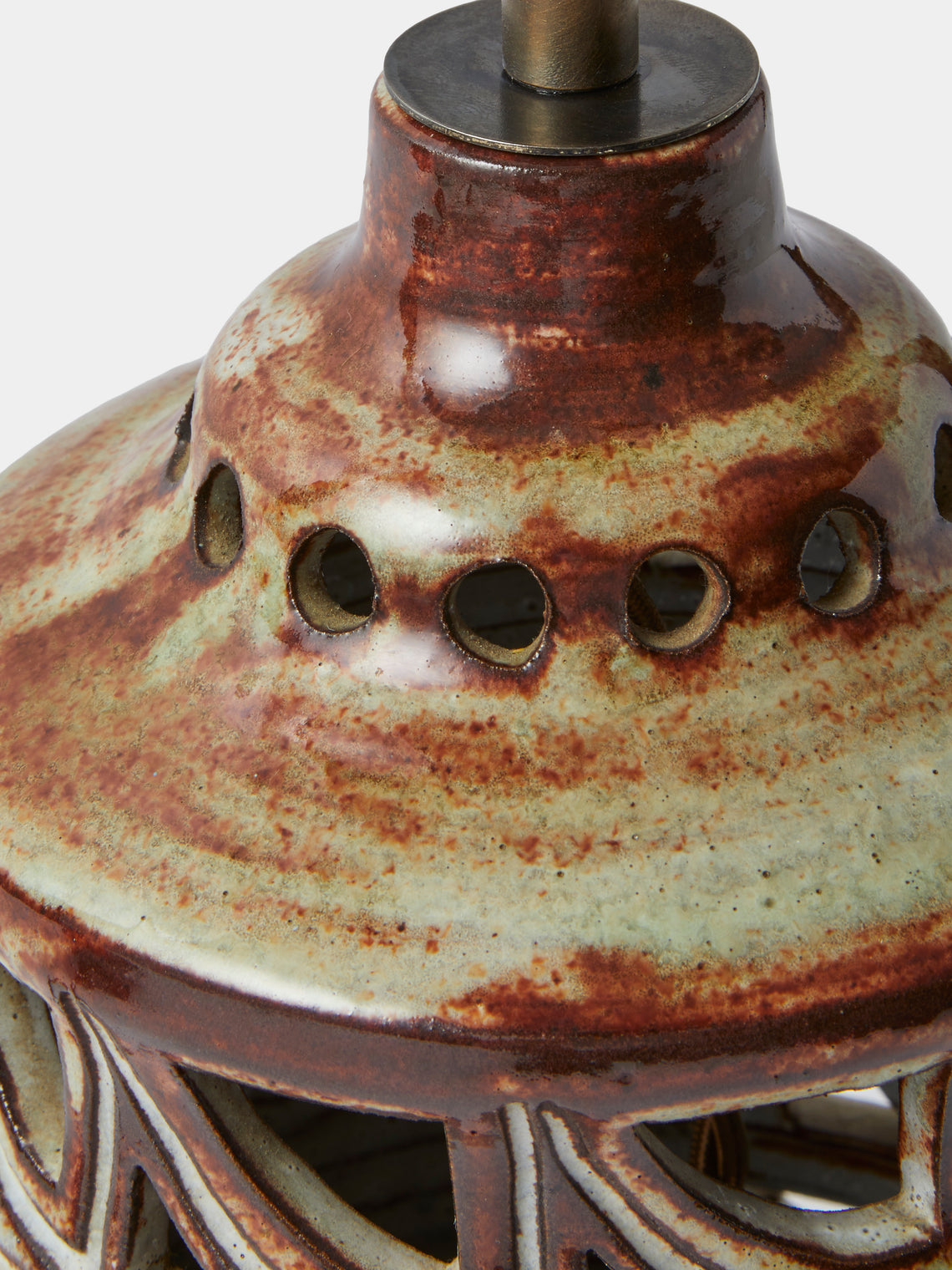 Antique and Vintage - 1970s Agnes Escala Ceramic Table Lamp - Brown - ABASK