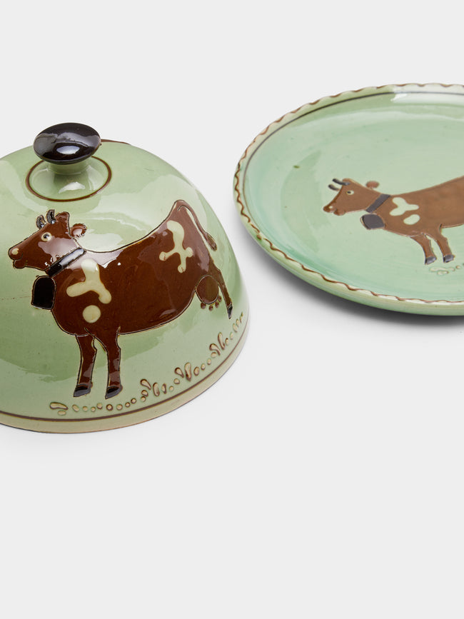 Poterie d’Évires - Cows Hand-Painted Ceramic Large Butter Dish -  - ABASK
