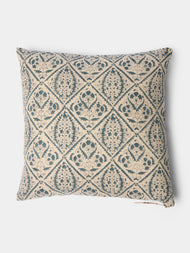 Chamois - Block-Printed Linen Cushions – 19.5in/50cm (Set of 2) - Blue - ABASK - 