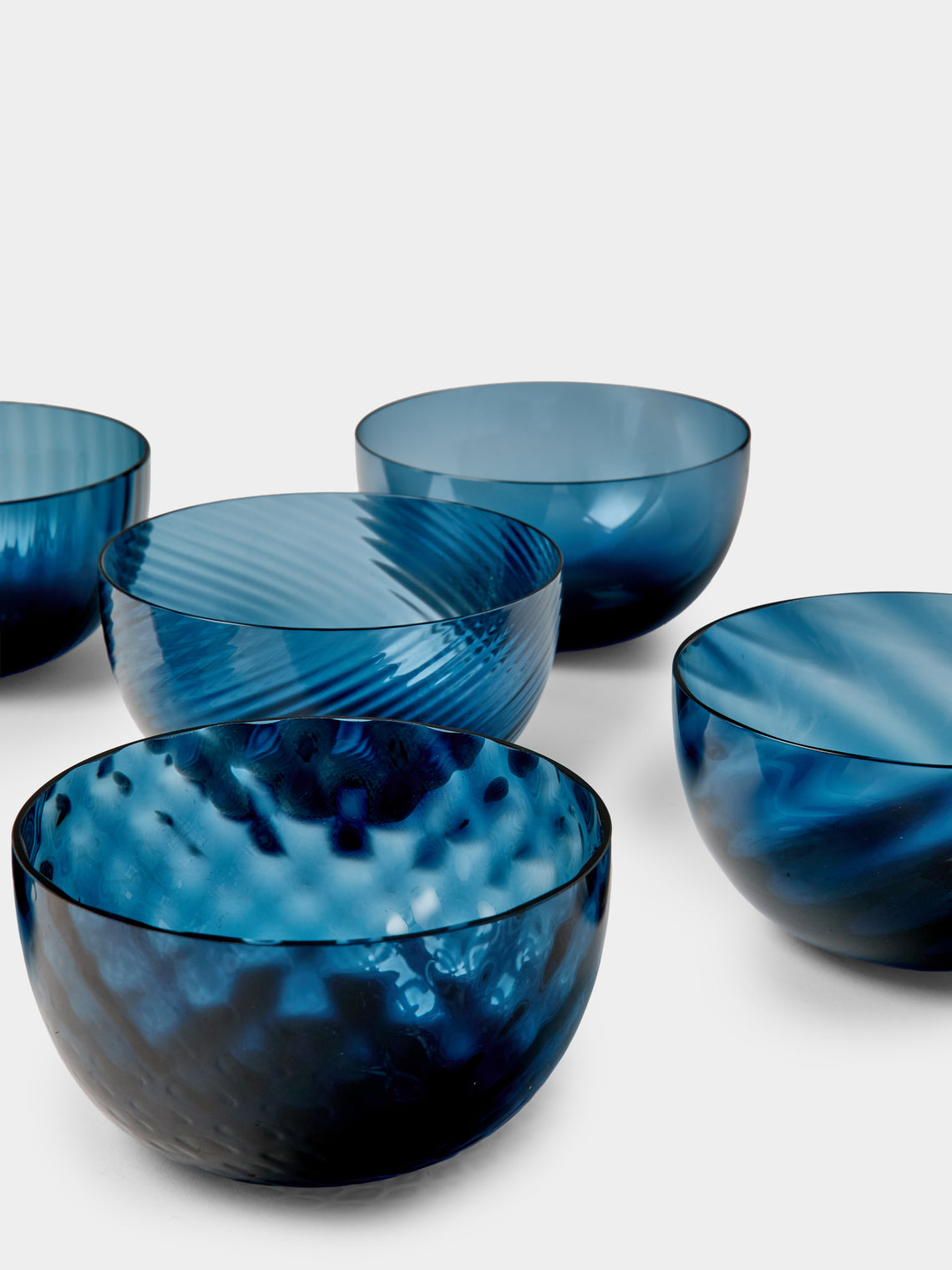 NasonMoretti - | Set of 6 | Idra Hand-Blown Murano Glass Dessert Bowls - Blue - ABASK