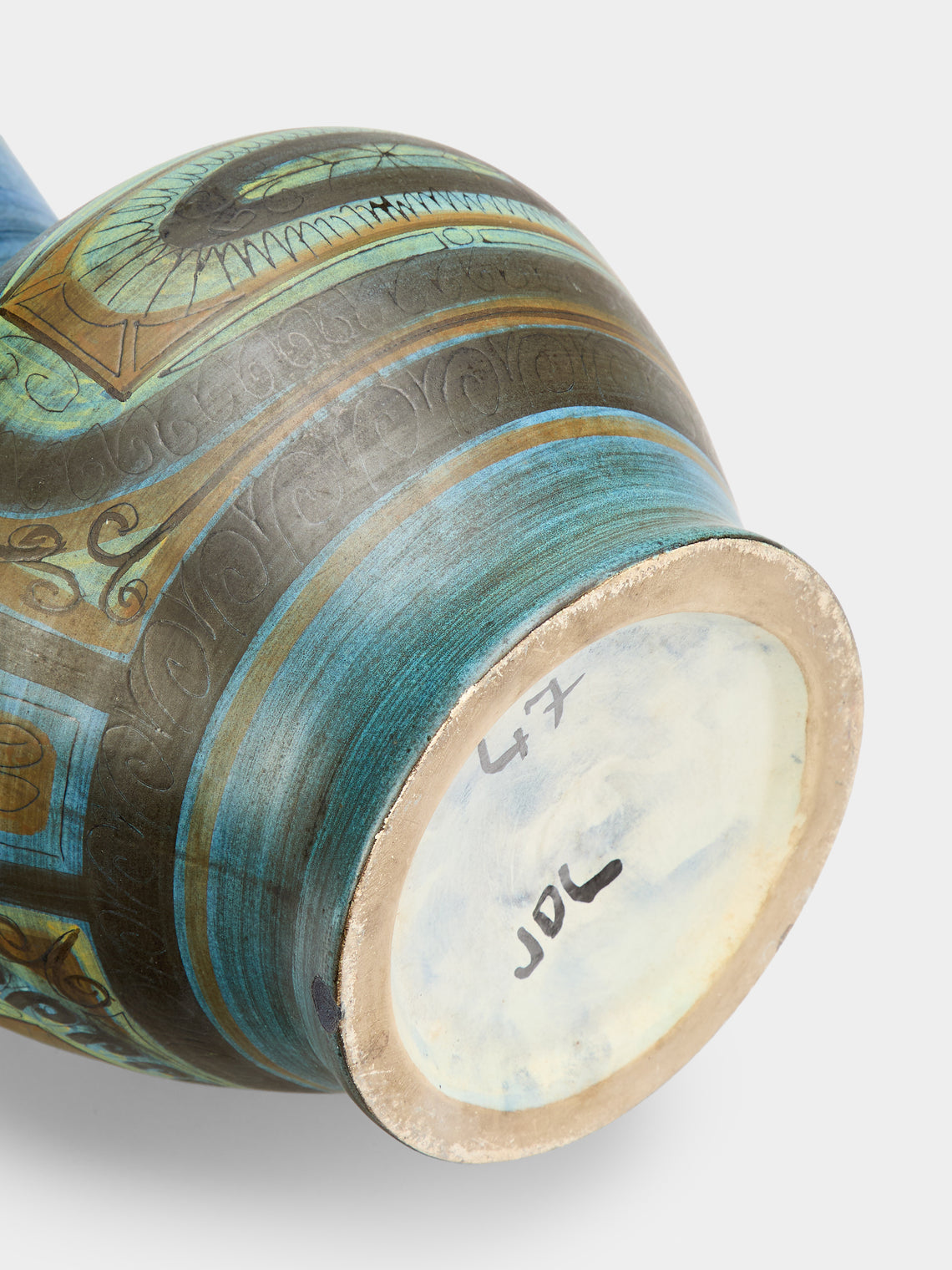 Antique and Vintage - 1960s Jean de Lespinasse Ceramic Vase (18.5in/47.5cm) - Blue - ABASK