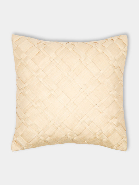 Kubo Curated - Pandan Weave T'nalak Cloth Cushion (19.5in/50cm) - Natural - ABASK - 