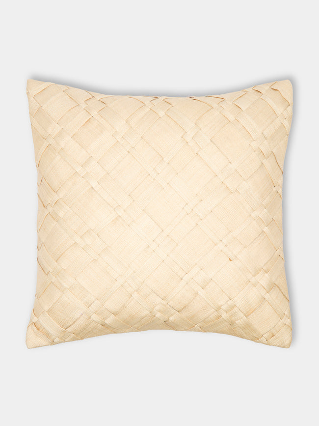 Kubo Curated - Pandan Weave T'nalak Cloth Cushion (19.5in/50cm) - Natural - ABASK - 