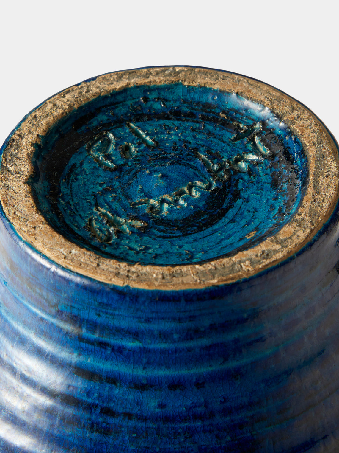 Antique and Vintage - 1950s Pol Chambost Ceramic Vase (11in/28cm) - Blue - ABASK
