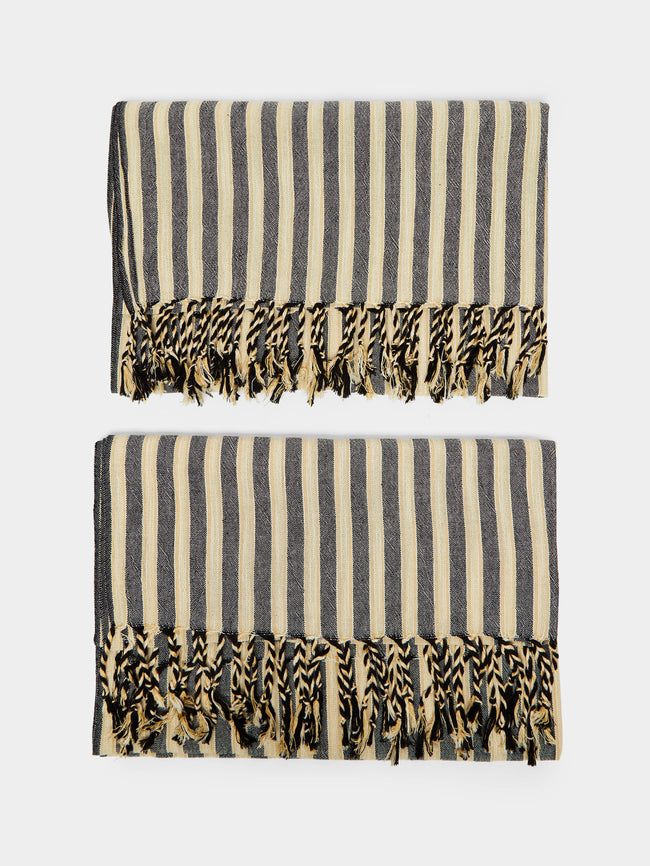 Mizar & Alcor - Striped Handwoven Linen and Cotton Towels (Set of 2) -  - ABASK