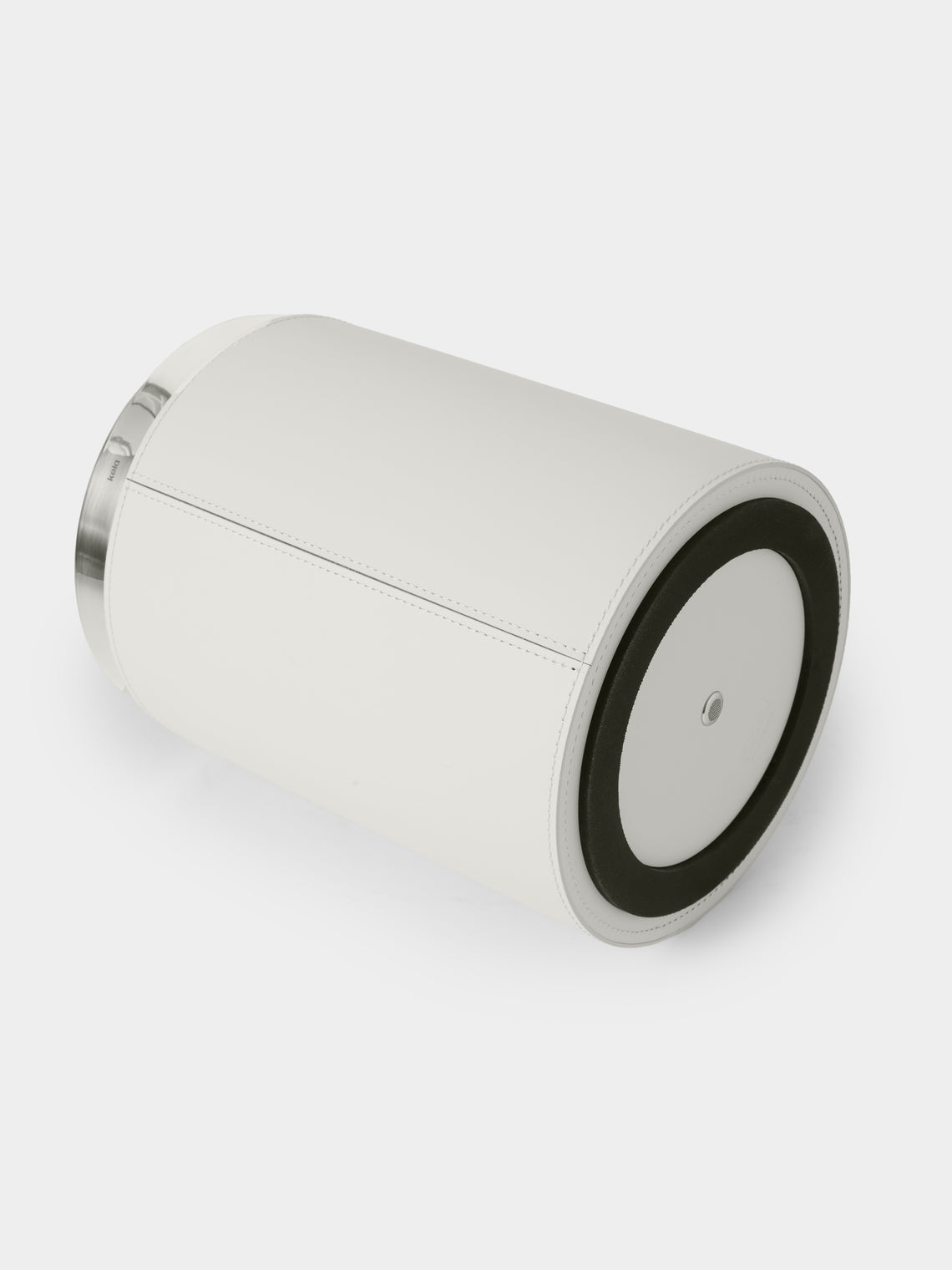 RUDI - Perry Leather Lidded Wastepaper Bin - White - ABASK