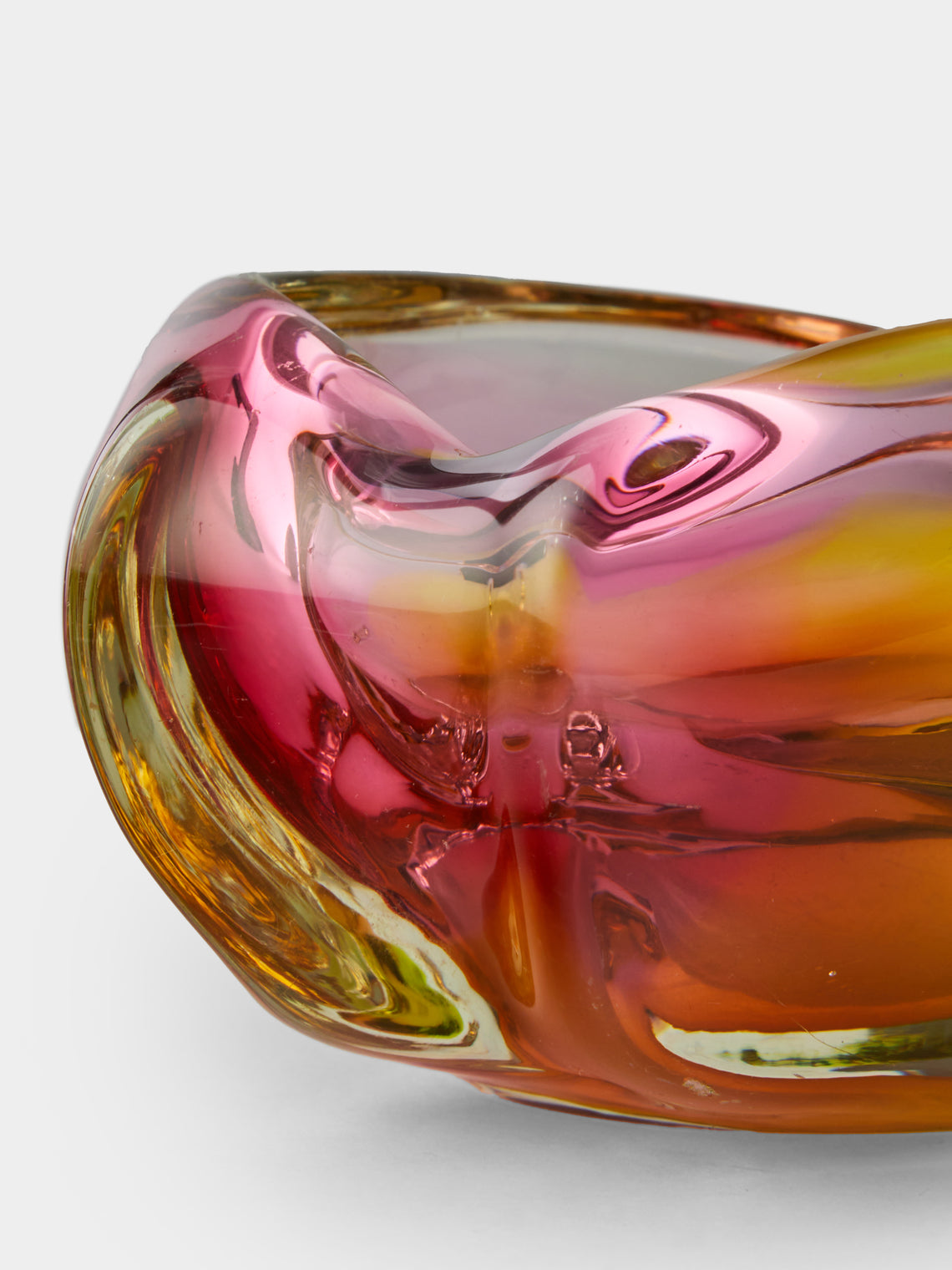 Antique and Vintage - Mid-Century Czech Glass Ashtray - Pink - ABASK