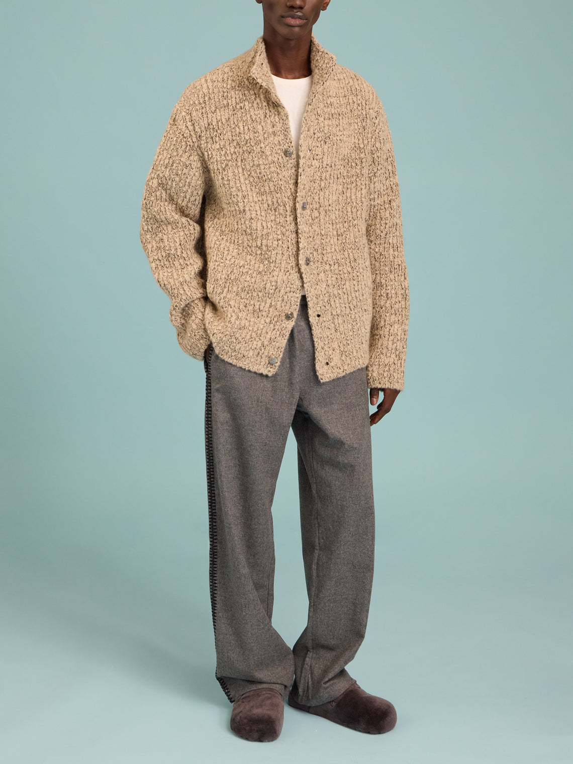 God's True Cashmere - Cloud Cashmere Cardigan | Size: L - Taupe - ABASK
