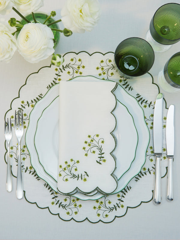 Los Encajeros - Spring Embroidered Linen Placemats (Set of 4) -  - ABASK
