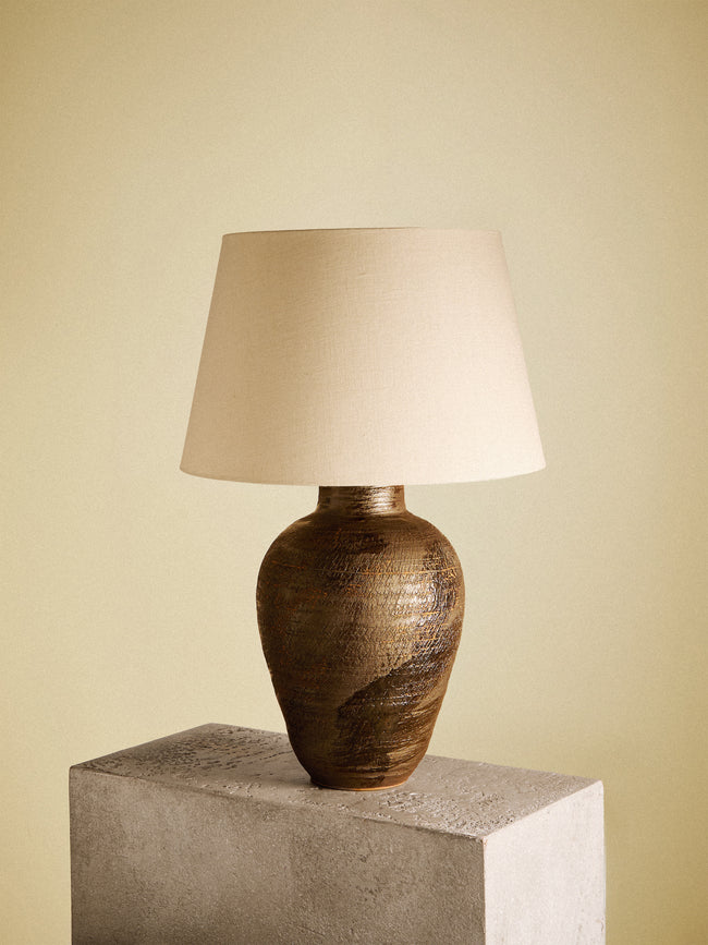 Peter Speliopoulos Projects - Hand-Glazed Stoneware Table Lamp - Black - ABASK