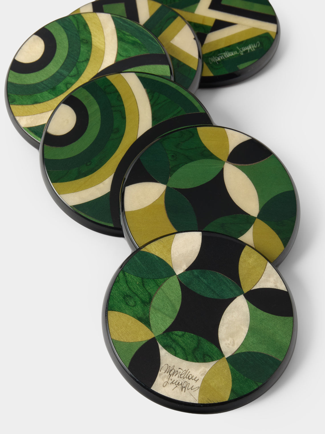 Mastellone Giuseppe - Wood Inlay Coasters (Set of 6) - Green - ABASK