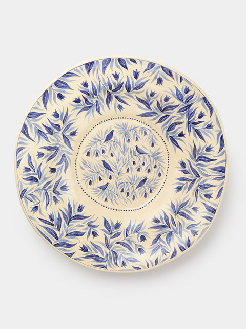 Rosanna Corfe - Birds and Bluebells Hand-Painted Ceramic Fruit Bowl - Cream - ABASK