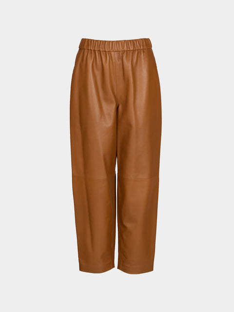Dusan - Carrot Leather Trousers | Size: M - Tan - ABASK - 