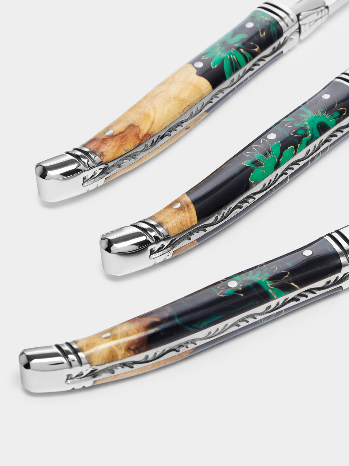 Goyon-Chazeau - Le Thiers Pressed Flowers Resin Steak Knives (Set of 6) -  - ABASK