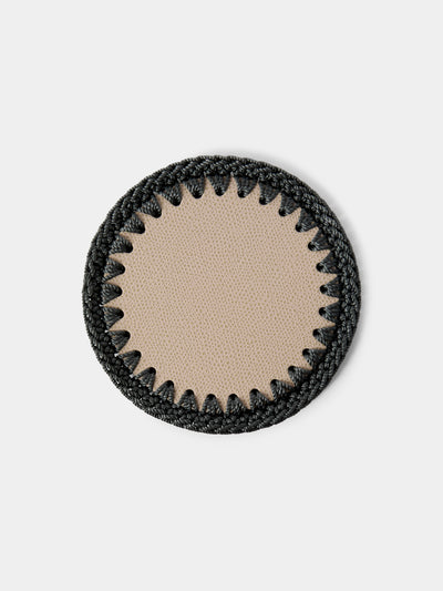 Pigment France - Rochelle Leather and Crochet Coasters (Set of 4) - Beige - ABASK - - 