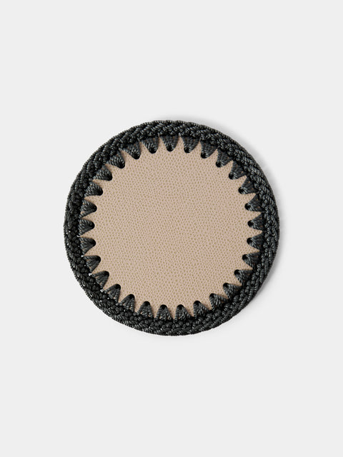 Pigment France - Rochelle Leather and Crochet Coasters (Set of 4) - Beige - ABASK - - 