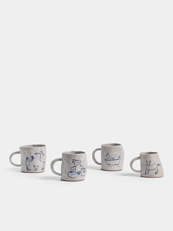 Liz Rowland - Hand-Painted Ceramic Mug Collection - White - ABASK - 