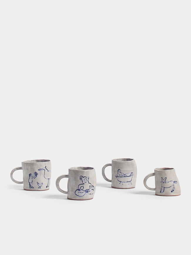 Liz Rowland - Hand-Painted Ceramic Mug Collection - White - ABASK - 
