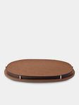 Giobagnara - David Leather Oval Reversible Placemats with Holder (Set of 6) - Brown - ABASK - 