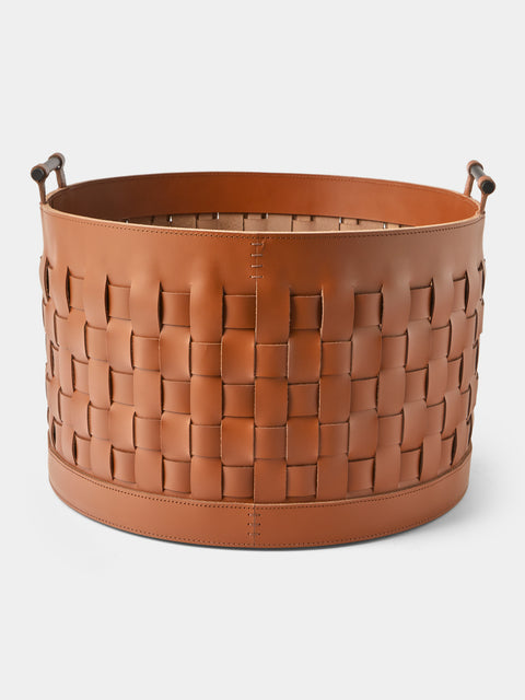 Rabitti 1969 - Ravenna Leather Round Tall Basket - Orange - ABASK - 