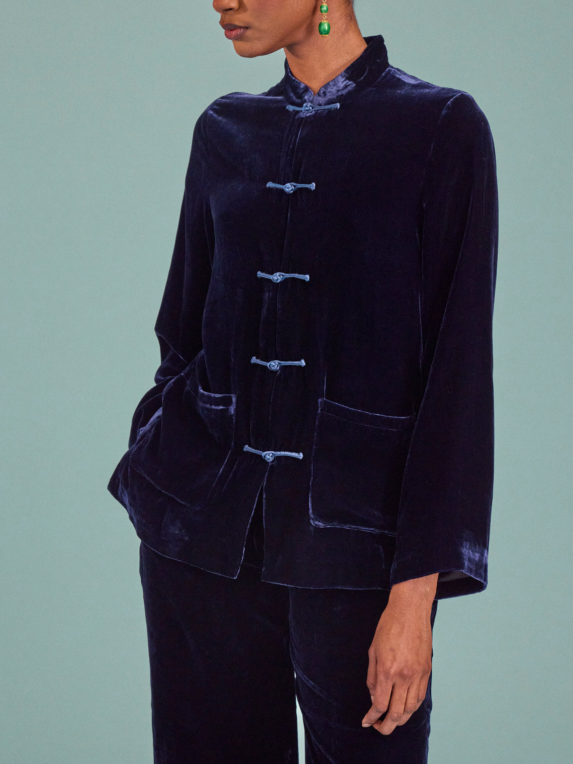 Yali Milano - Velvet Blazer | Size: S - Navy - ABASK