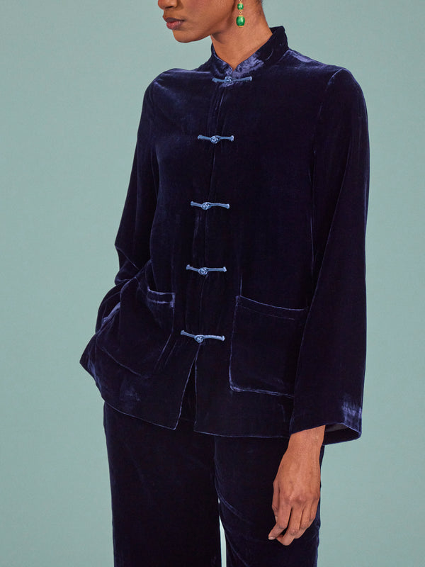 Yali Milano - Velvet Blazer | Size: S - Navy - ABASK