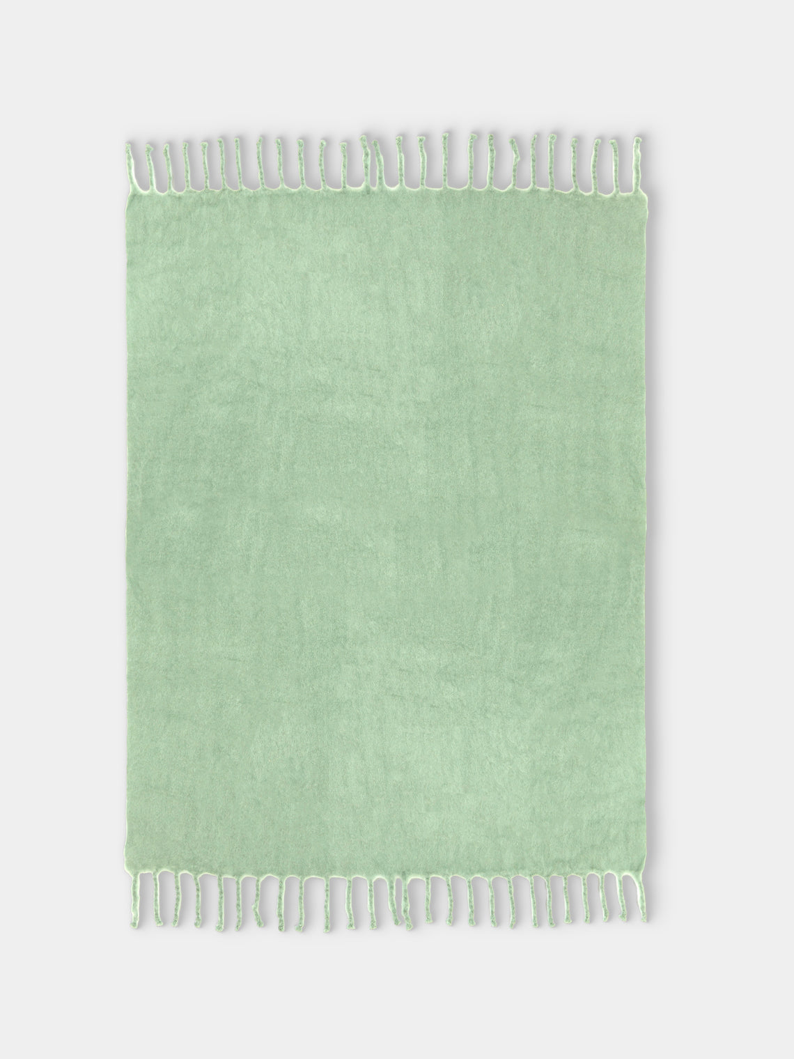 Lena Rewell - Handwoven Solid Mohair King-Size Blanket (118in/3m) - Green - ABASK - 