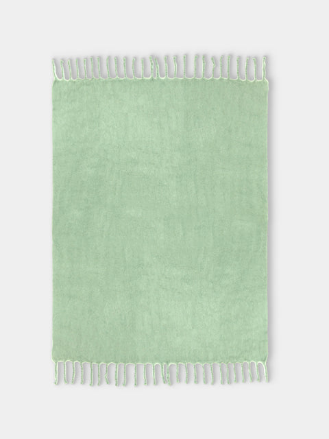 Lena Rewell - Handwoven Solid Mohair King-Size Blanket (118in/3m) - Green - ABASK - 