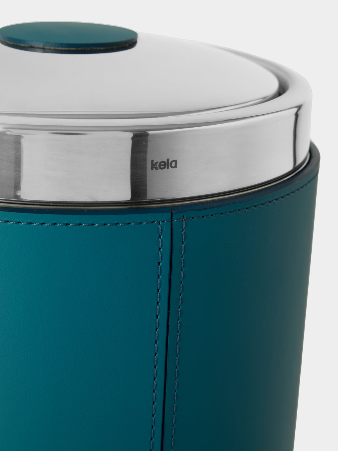 RUDI - Perry Leather Lidded Wastepaper Bin - Blue - ABASK