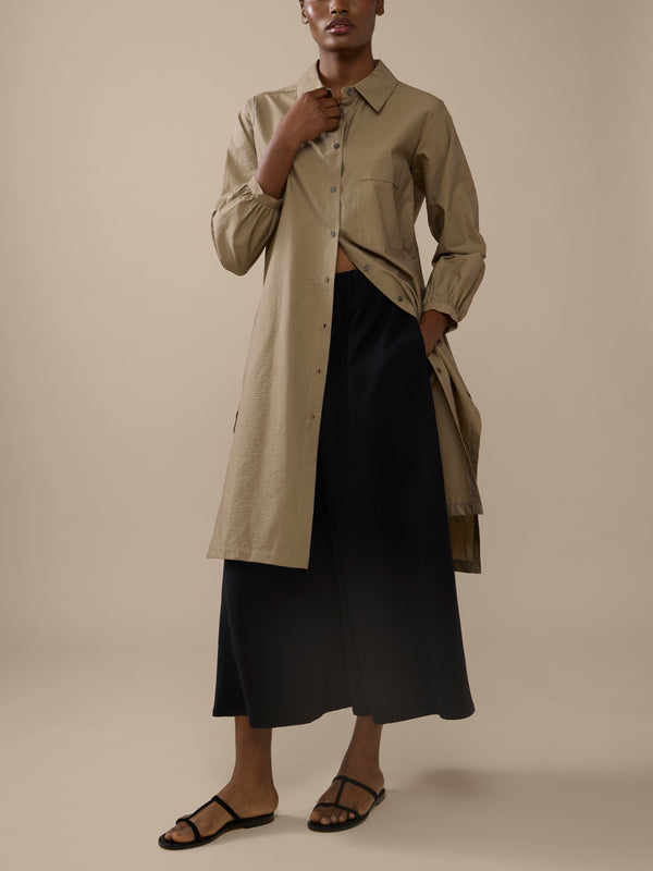 A.Shirt - Irene Linen Shirt Dress | Size: S - Khaki - ABASK