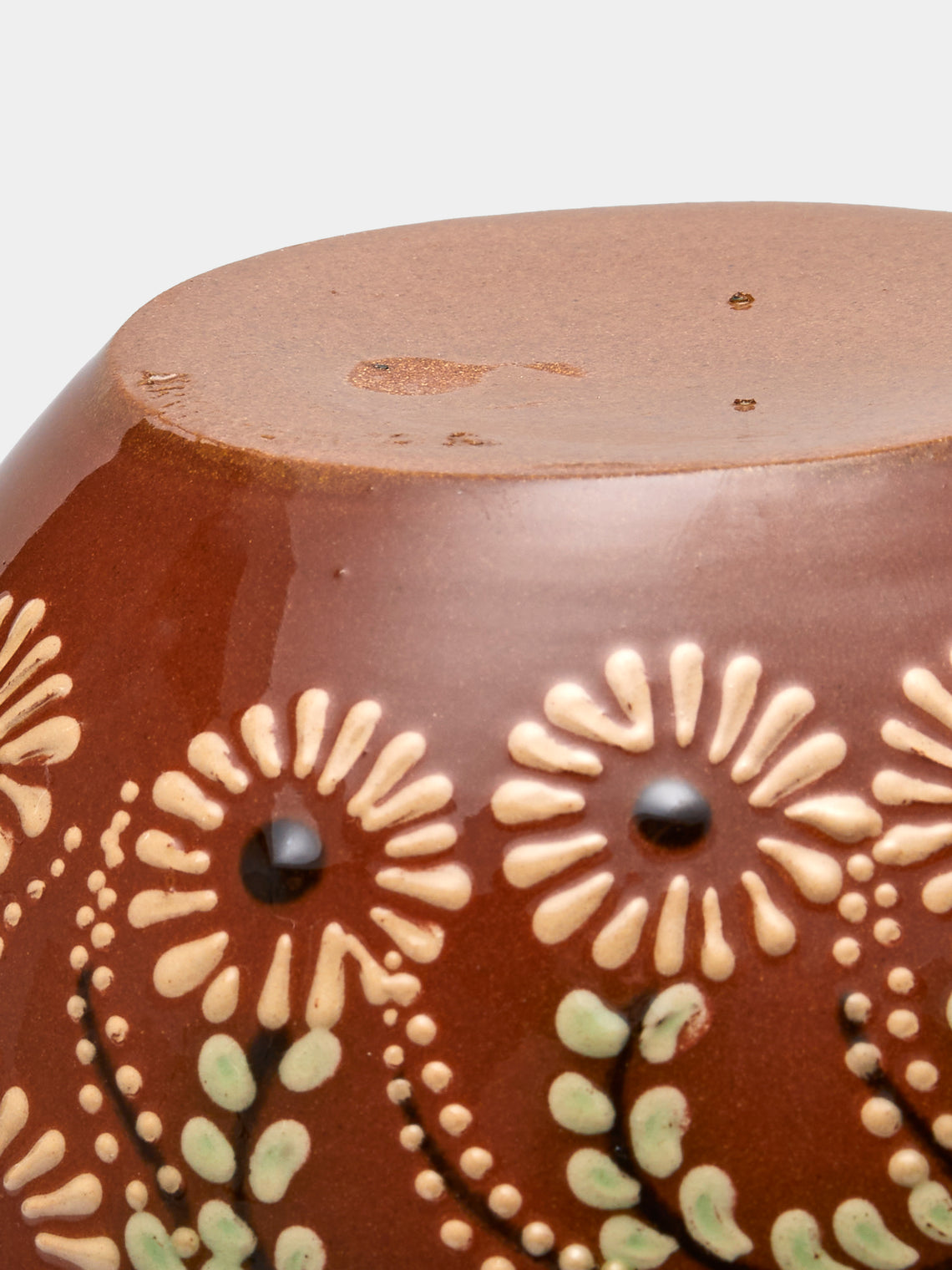 Poterie d’Évires - Flowers Hand-Painted Ceramic Vase (5in/13cm) - Light brown - ABASK