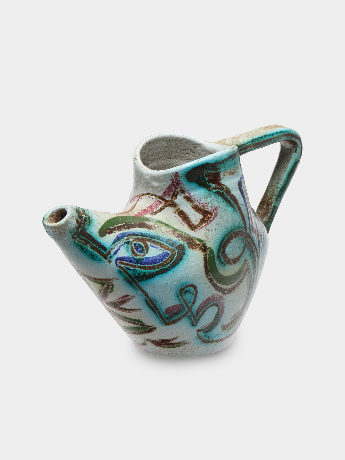 Antique and Vintage - Mid-Century Accolay Ceramic Pitcher - Blue - ABASK