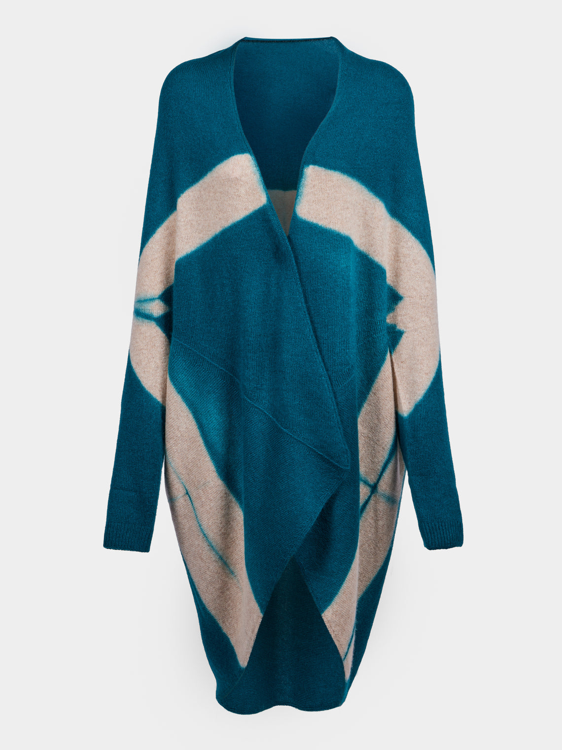 Suzusan - Shibori Cashmere Upside-Down Cape | One Size - Teal - ABASK - 