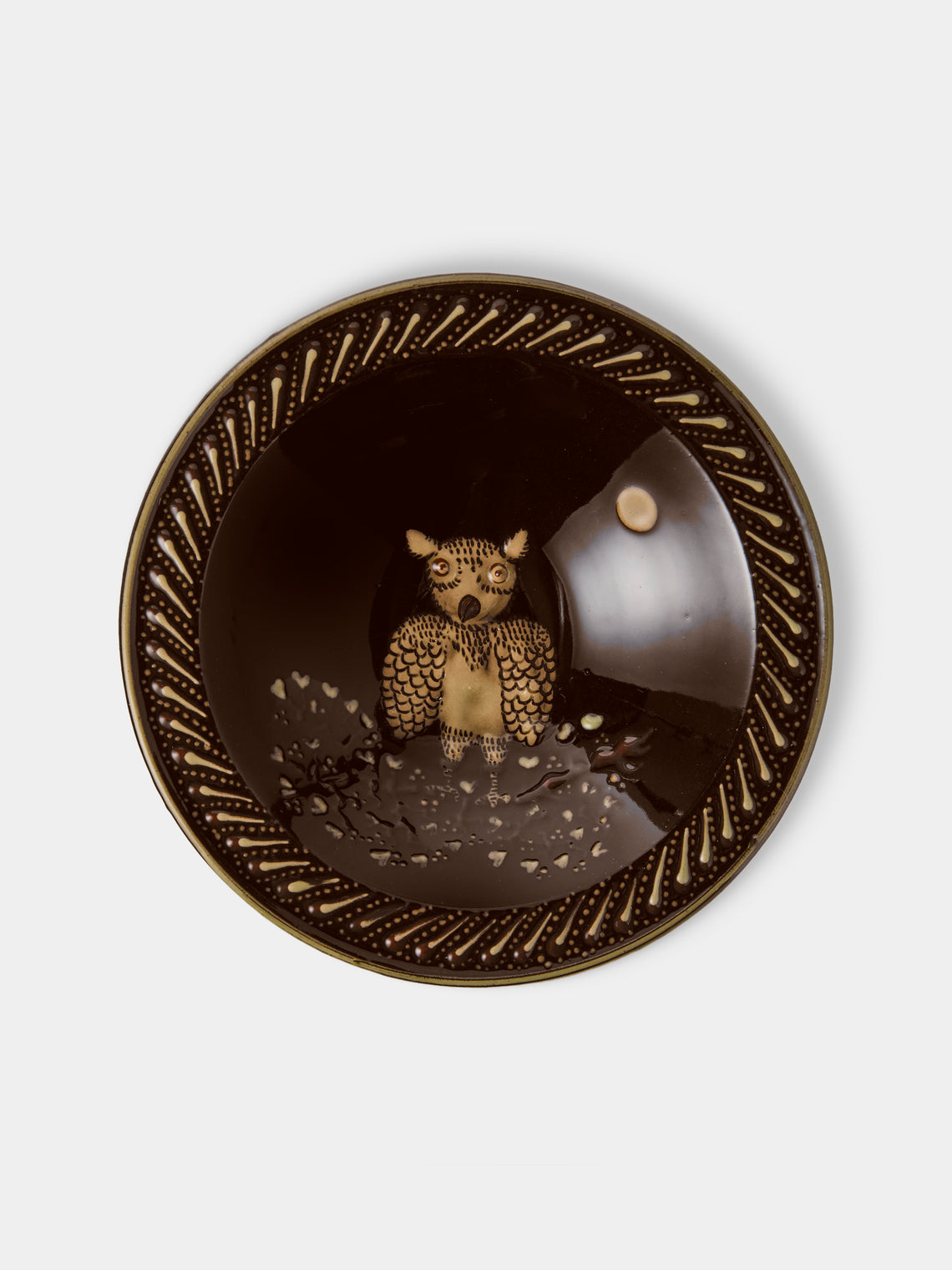 Poterie d’Évires - Animals Hand-Painted Ceramic Breakfast Bowls (Set of 4) - Dark Brown - ABASK
