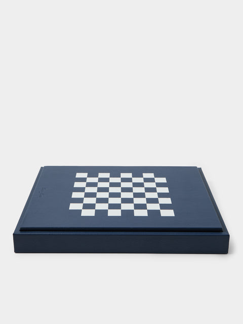 Hector Saxe - Leather Backgammon, Checkers, Chess and Dominoes Compendium - Blue - ABASK - 