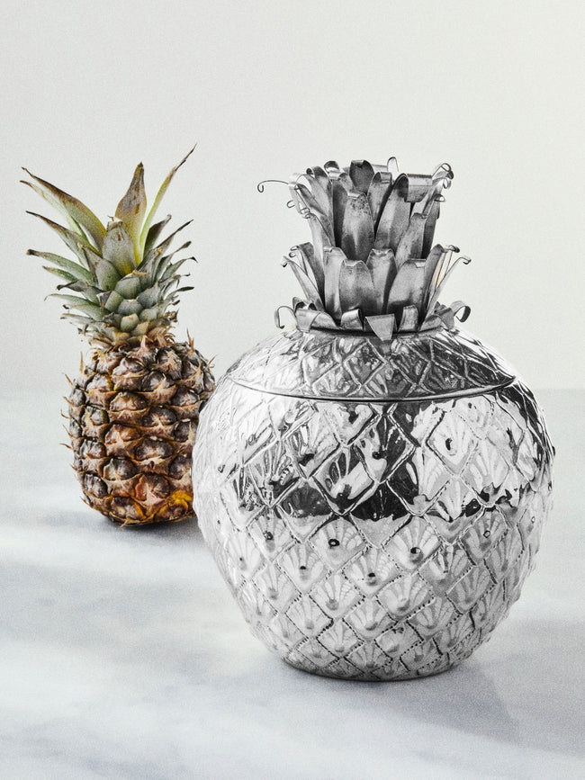 Antique and Vintage - 1950s Silver-Plated Pineapple Ice Bucket - Silver - ABASK