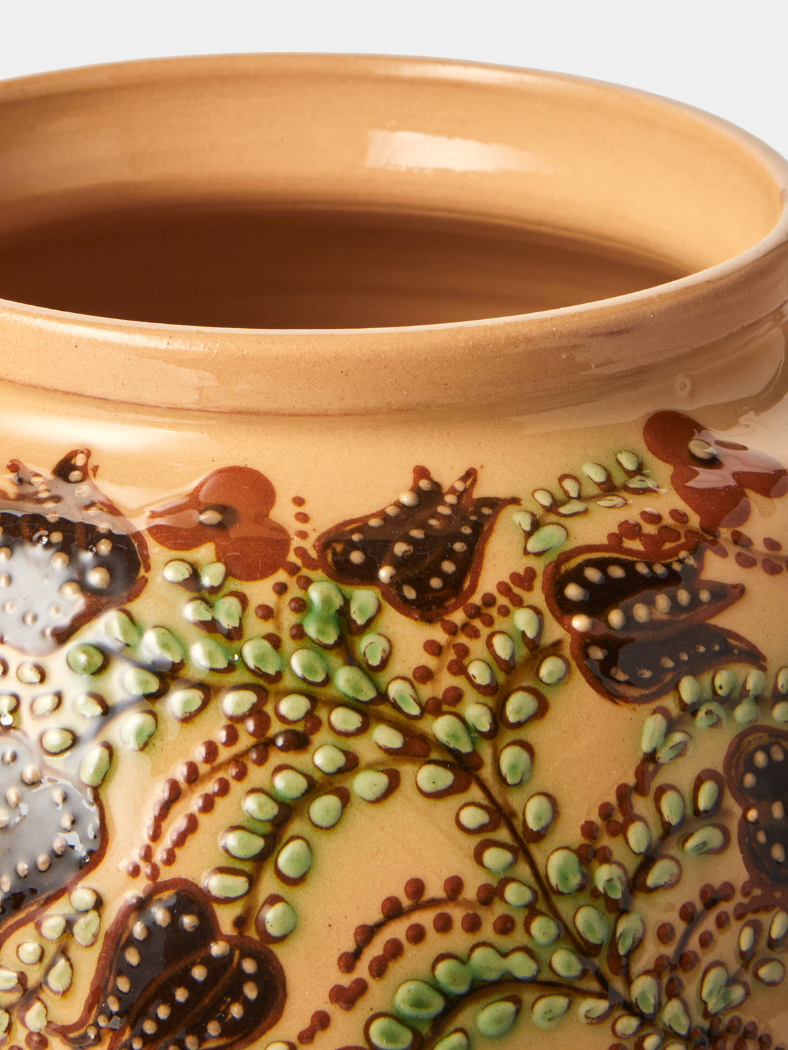 Poterie d’Évires - Flowers Hand-Painted Ceramic Vase (7in/18cm) - Cream - ABASK