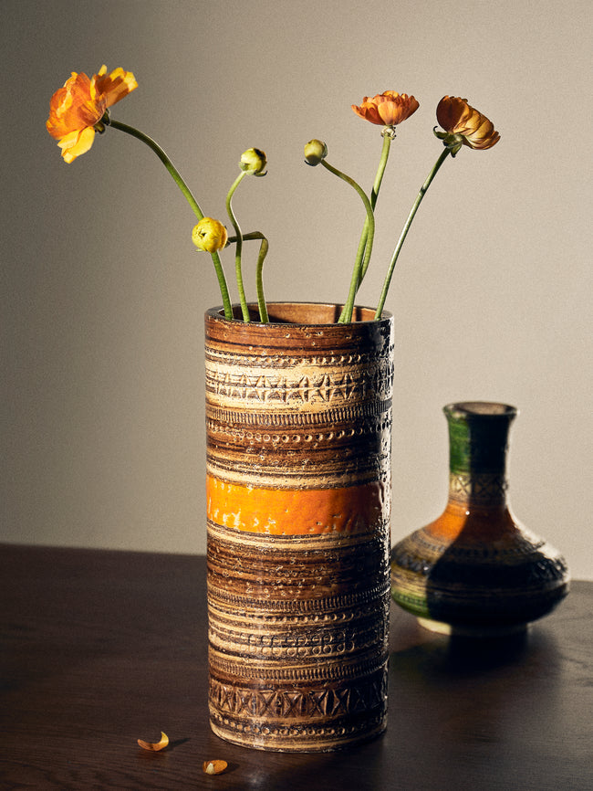 Antique and Vintage - 1960s Bitossi Sahara Ceramic Vase (10in/26cm) - Green - ABASK